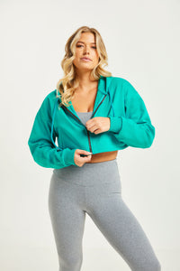 Boyfriend Cropped Zip Up Teal (FINAL SALE)