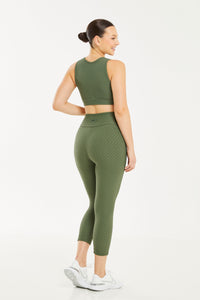 Croco Skin Cropped Leggings Evergreen (FINAL SALE)