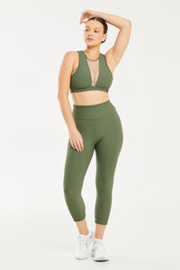 Croco Skin Cropped Leggings Evergreen (FINAL SALE)