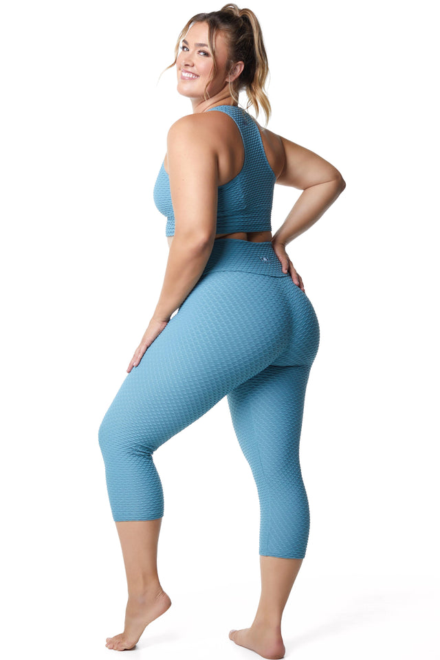 Croco Skin Cropped Leggings Aqua (FINAL SALE)