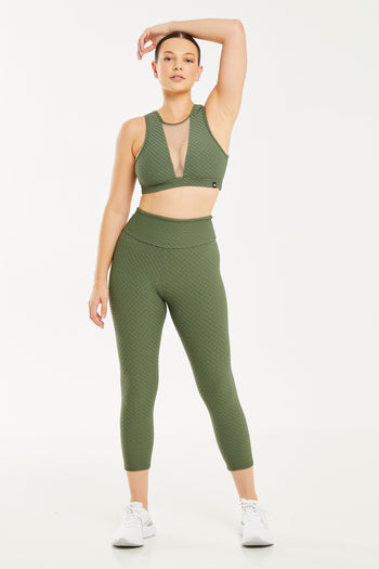 Croco Skin Cropped Leggings Evergreen (FINAL SALE)