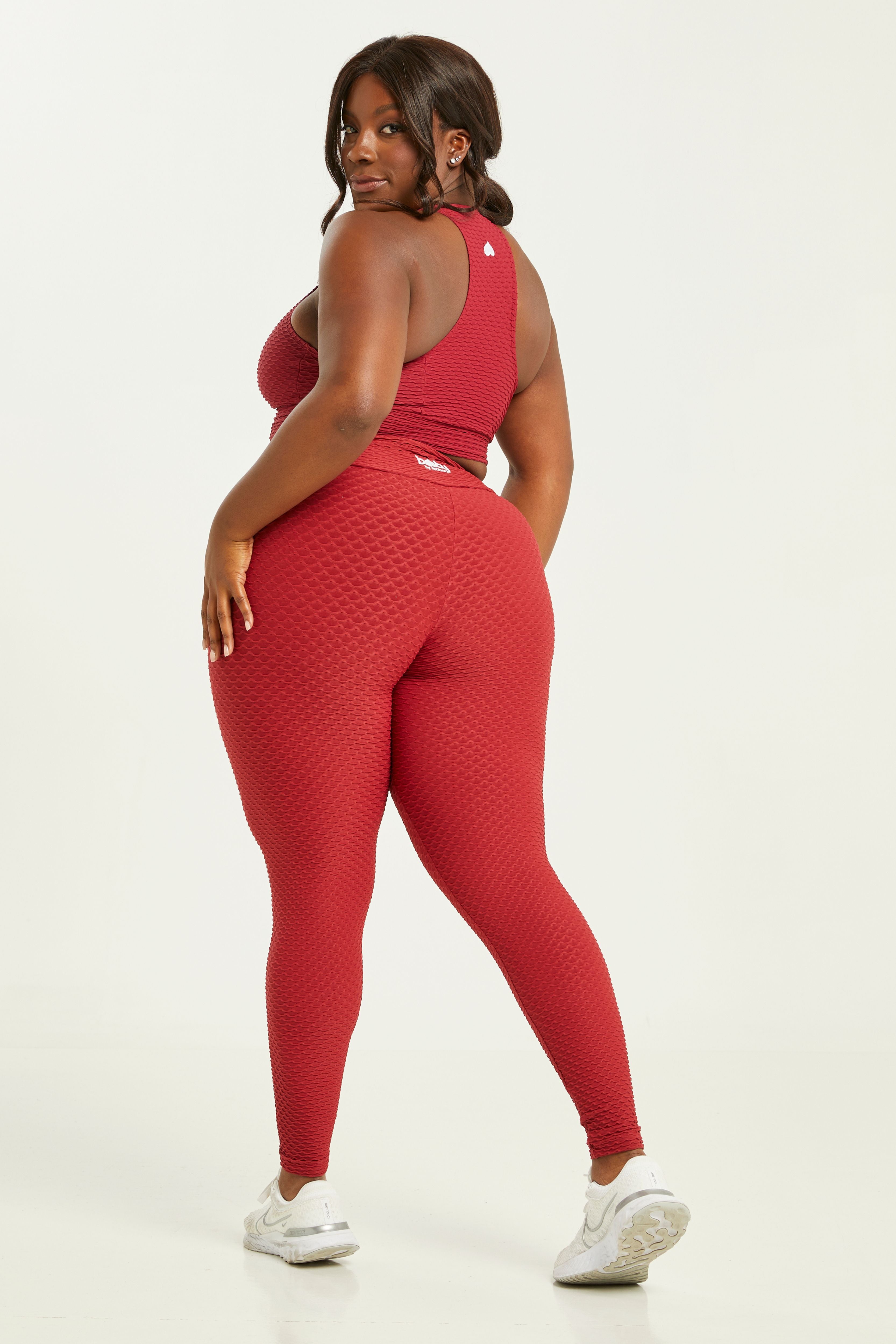 Croco Skin Leggings Crimson Red