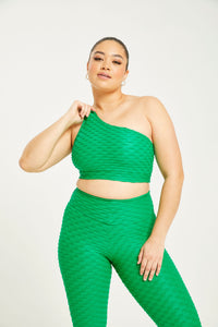 Chrome One Shoulder Top Kelly Green