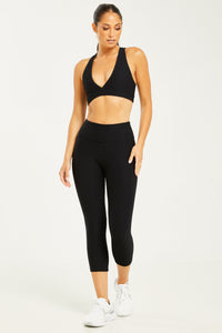 Croco Skin Cropped Leggings Black