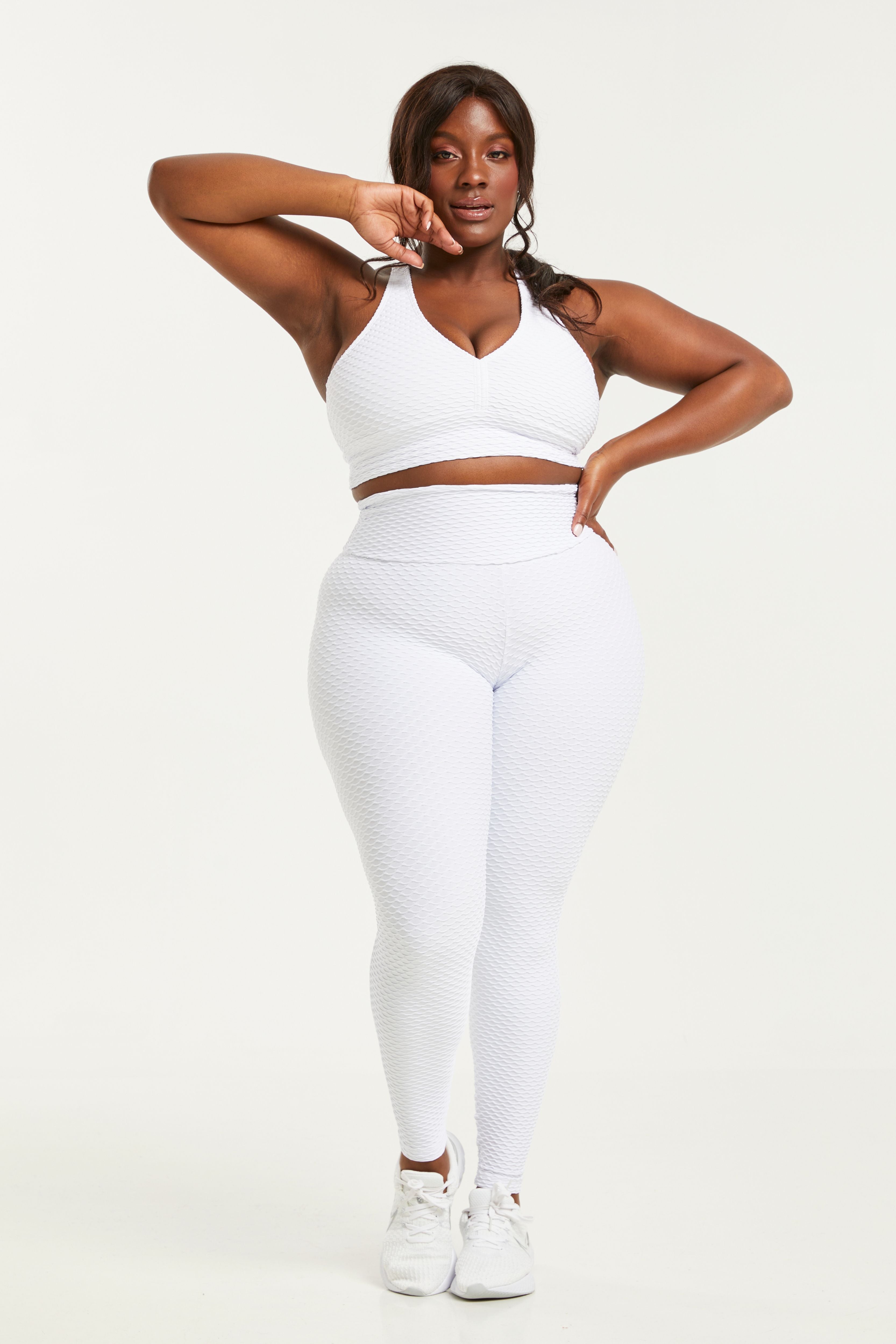 White Sheer Waistband Textured Butt Scrunch Legging 3PCS Set – MyPasserella