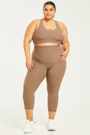 Croco Skin Cropped Leggings Mocha