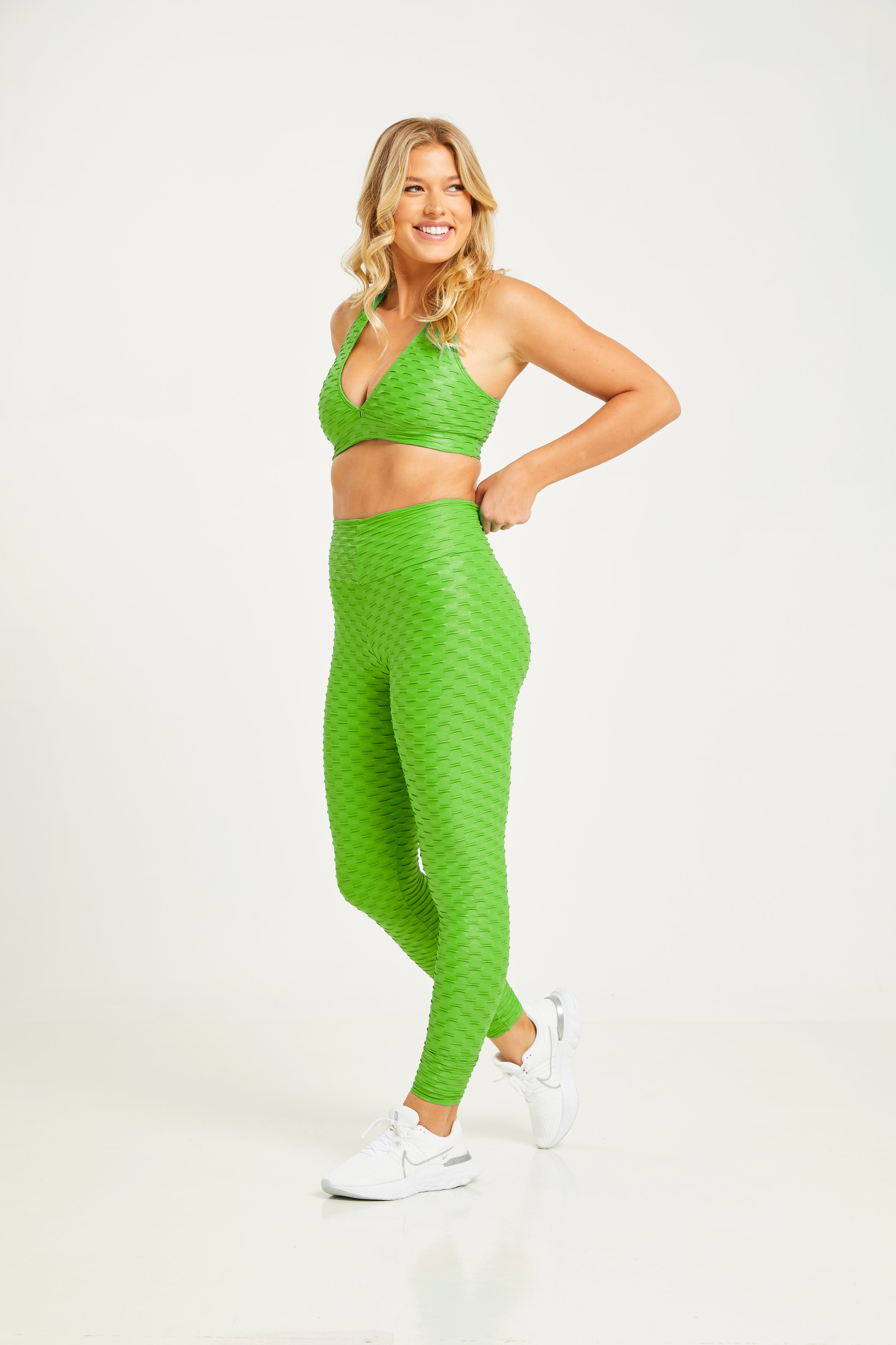 Contrast Piping Leggings in Lime