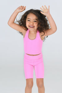 Flo Activewear Teen Mid Length Bike Short in Candy Pink