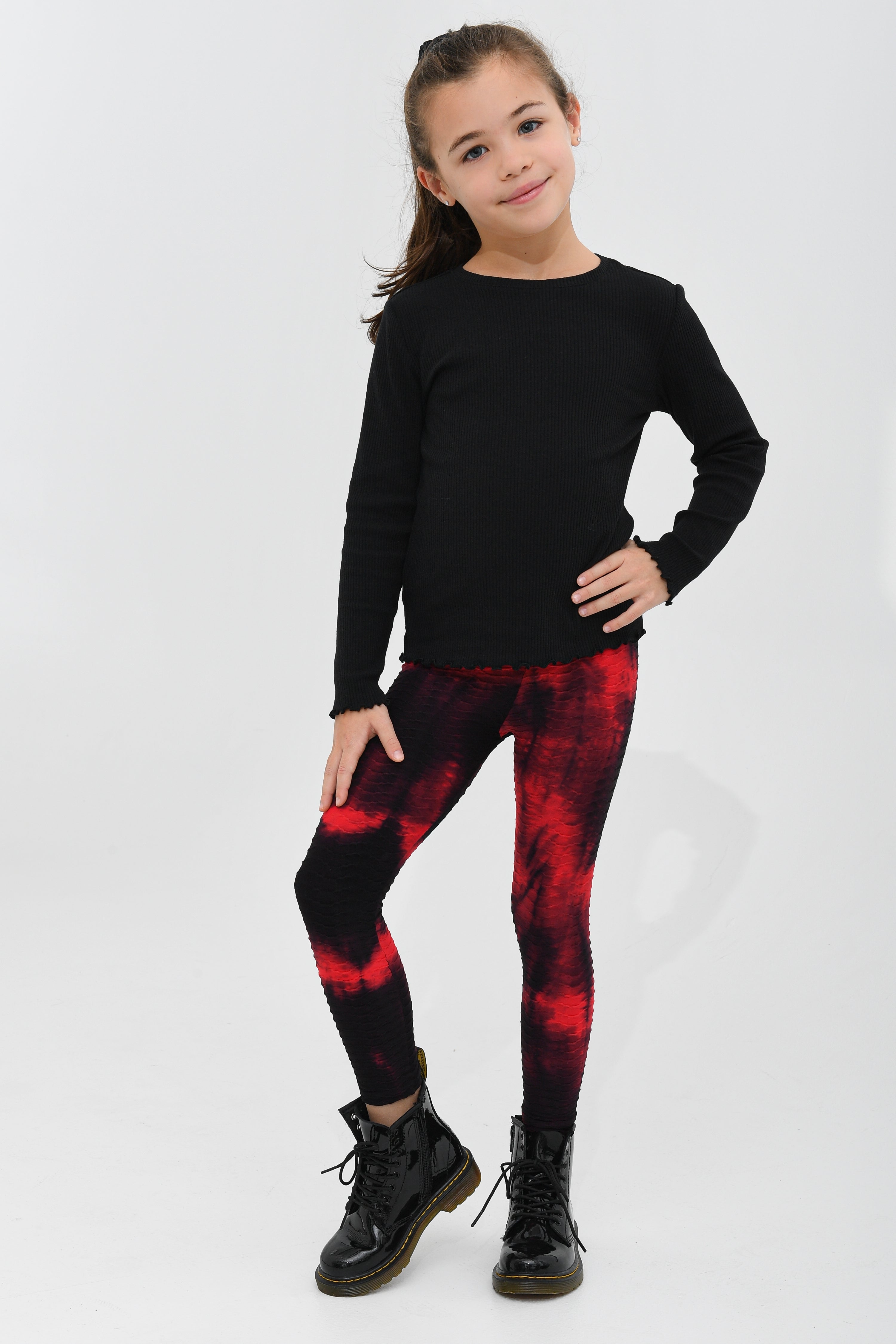 RED and Black Tie Dye Leggings Festival Leggings Yoga Leggings