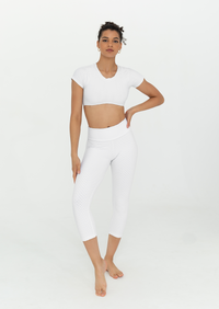 Croco Skin Cropped Leggings White