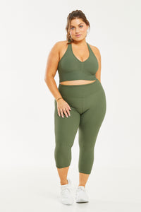 Croco Skin Cropped Leggings Evergreen (FINAL SALE)