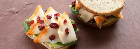 Smoked SABLEfish MINI SANDWICHES ON RYE WITH APPLE, CRANBERRY, AND DIJON