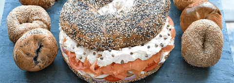 Large smoked salmon bagel sandwich