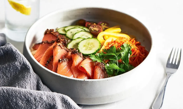 smoked salmon grain bowl