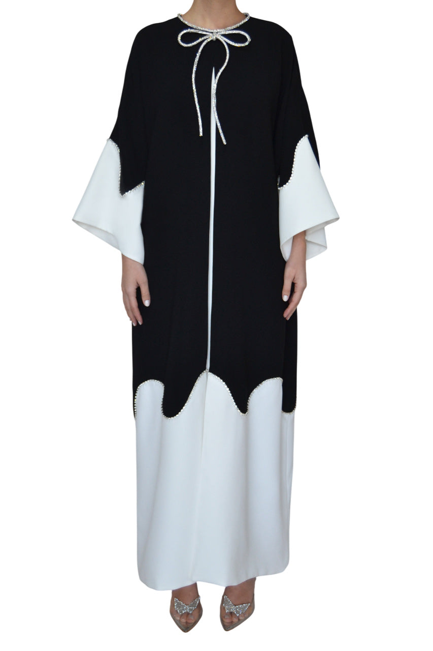CREPE CAFTAN WITH SWAROWSKI BOW