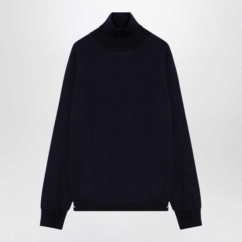 Turtleneck Pullover In Navy Wool
