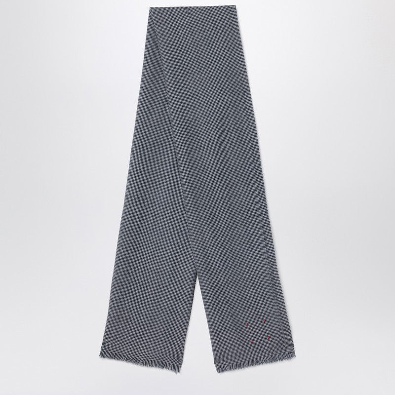 White/black Check Wool Scarf