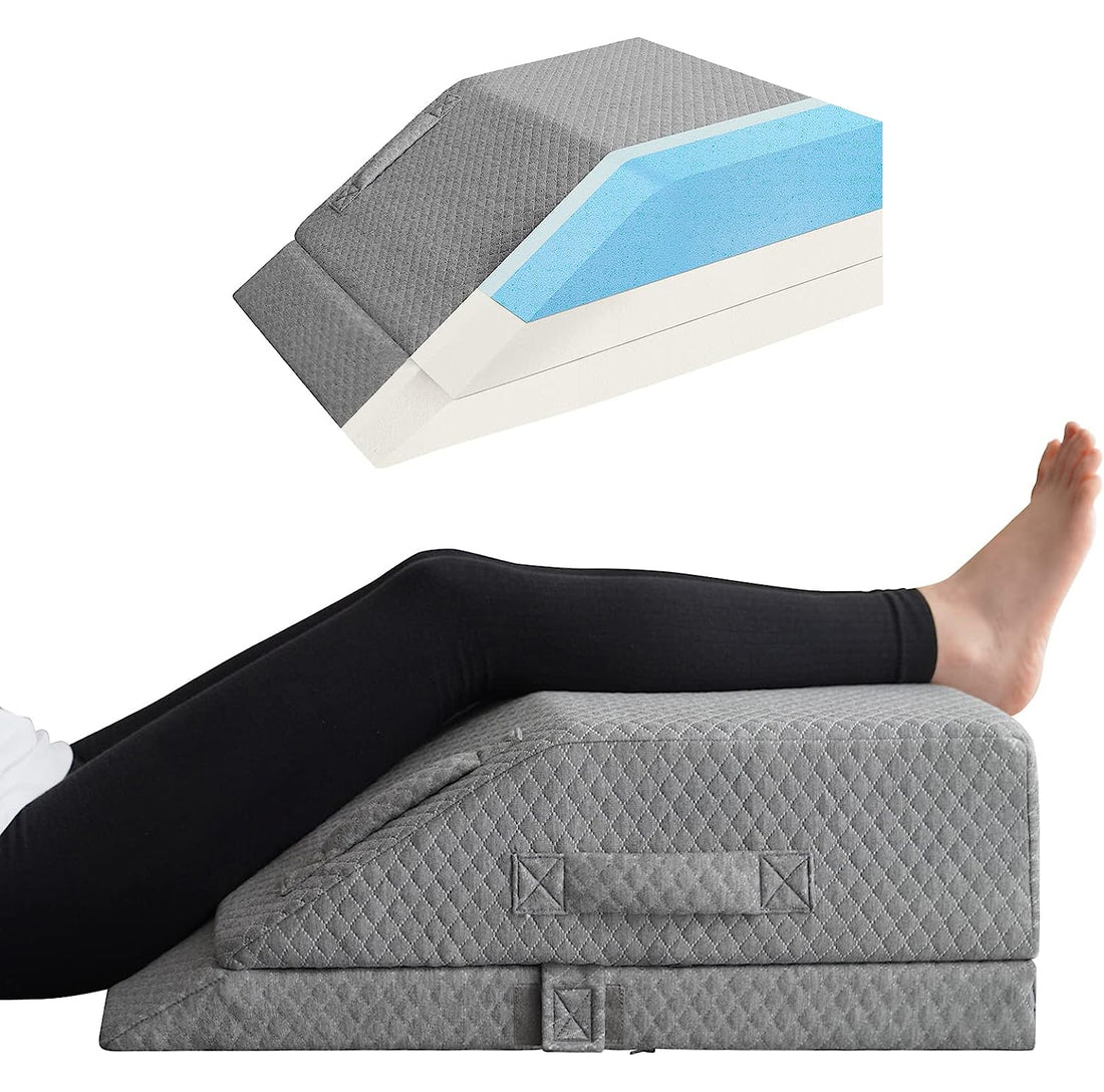 AUVON Contoured Knee Pillow for Side Sleepers Joint-developed with  Physicians, Cooling Memory Foam Between Leg Pillow with Adjustable Strap  for Spine