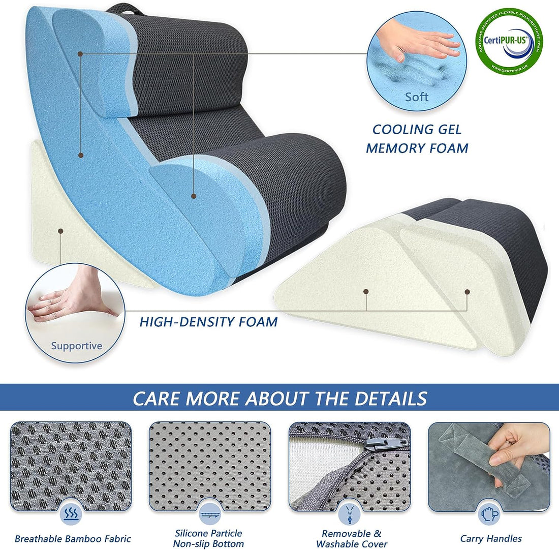 ELUTO Car Seat Cushion Wedge Cushion Chair Pad Memory Foam Seat Cushion