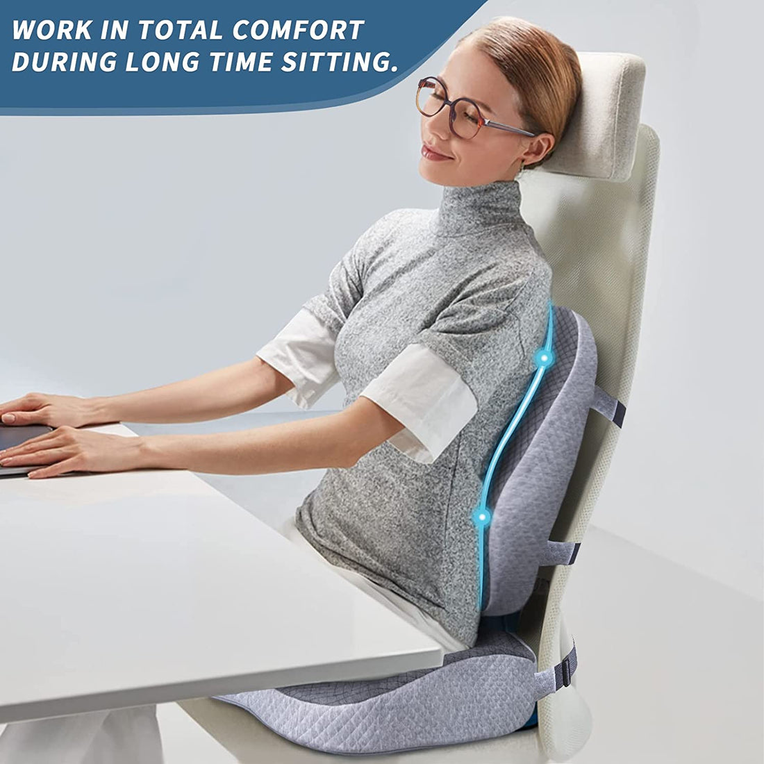 no pressure co™ Premium 100% Gel Cushion Set - Extra Large Wide Gel Seat &  Gel Lumbar Support Pillow - Pressure Relief Long Sitting Pain Sciatica - No