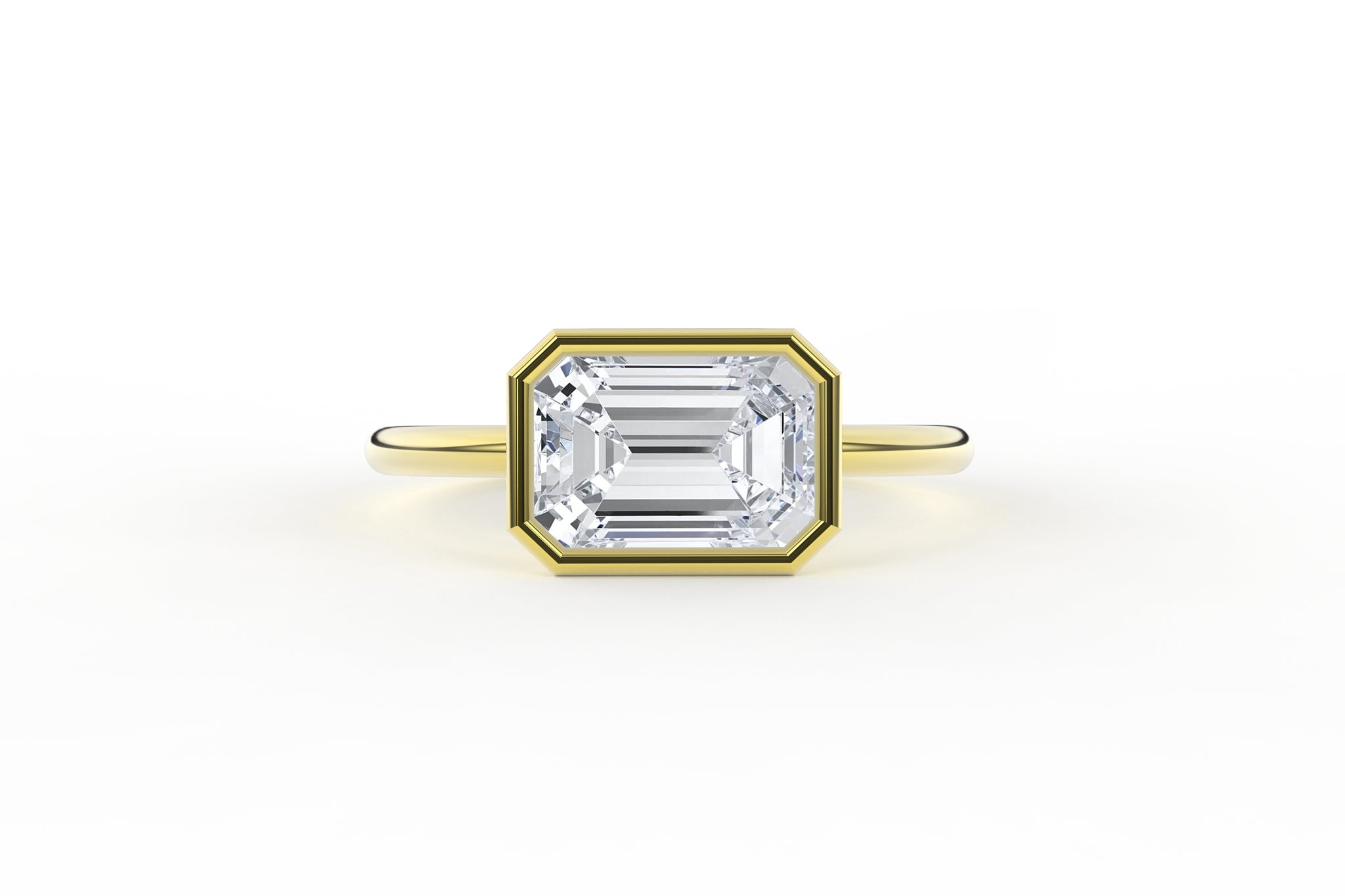 Emerald Cut Low Profile Bezel Solitaire Lab Diamond Ring – S. Kind