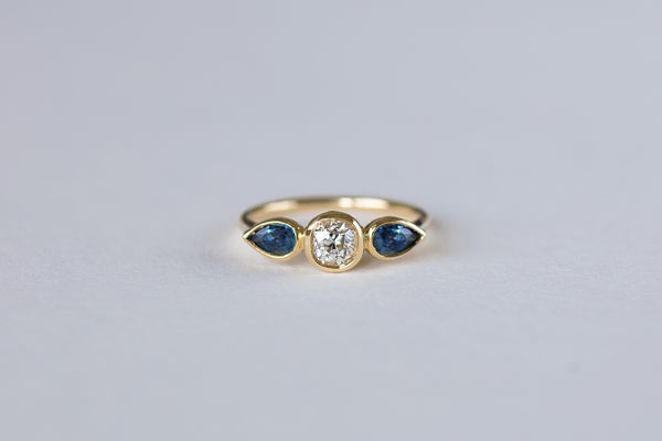 Old Mine Cut Antique Diamond and Montana Sapphire Hope Ring – S. Kind & Co