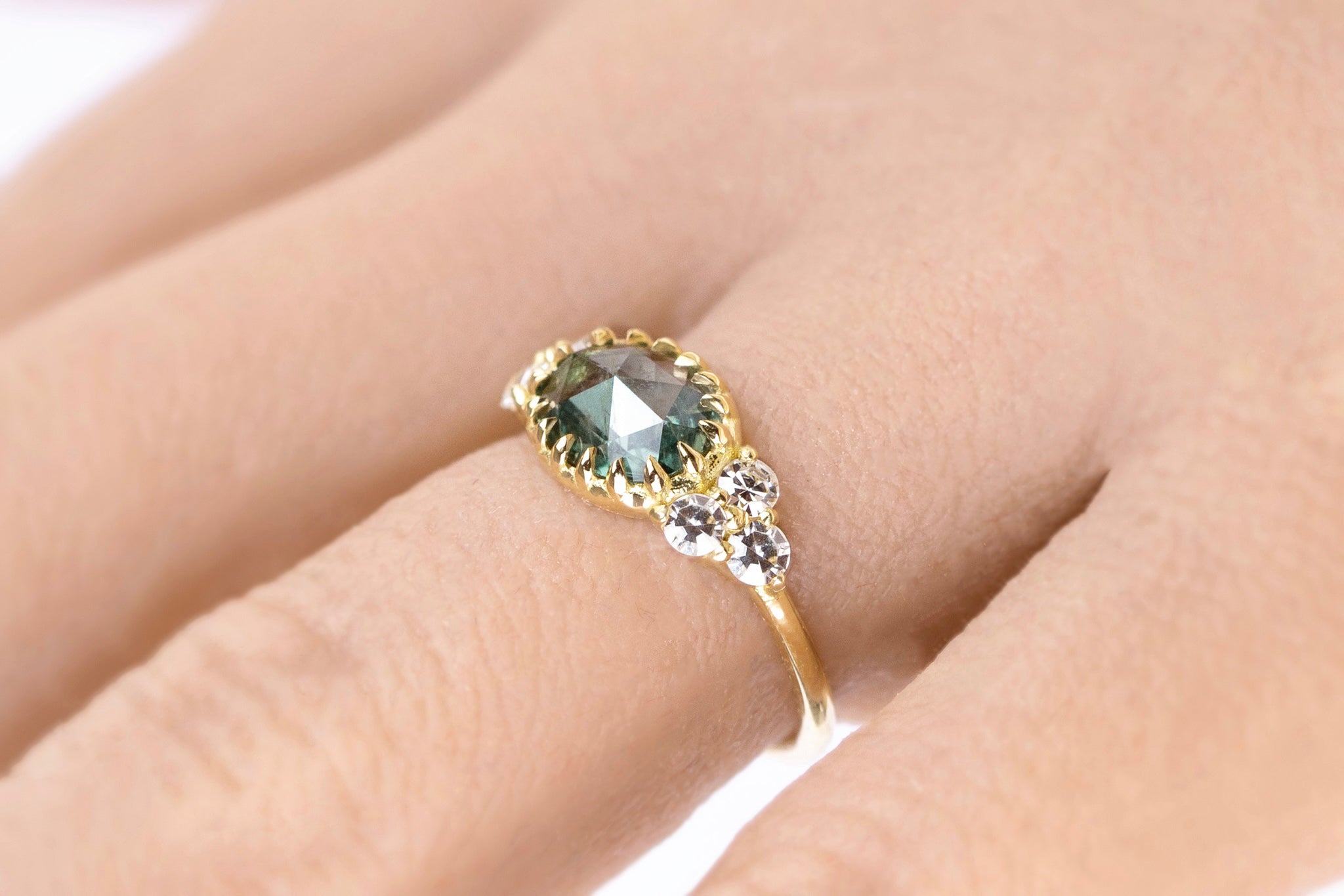 Oval Rose Cut Montana Sapphire Ring
