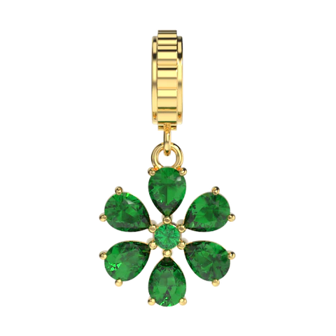 gold sterling silver charm with green stones