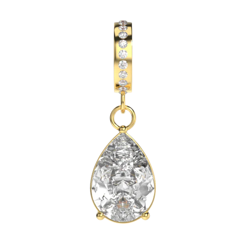 gold sterling silver charm with big crystal