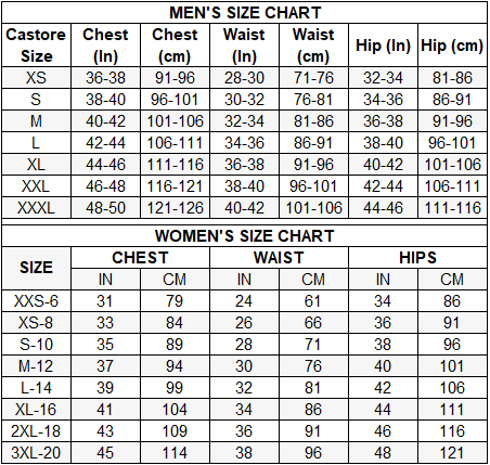 Size chart – Castore ME