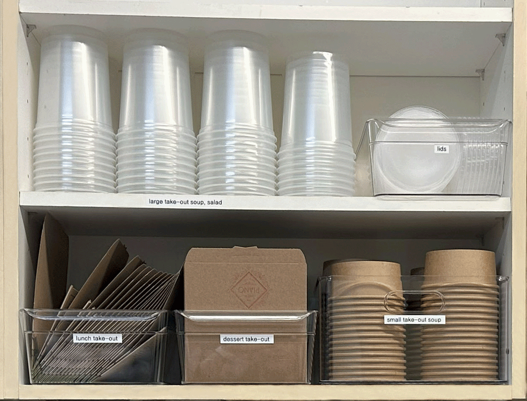 Restaurant take-out supply storage