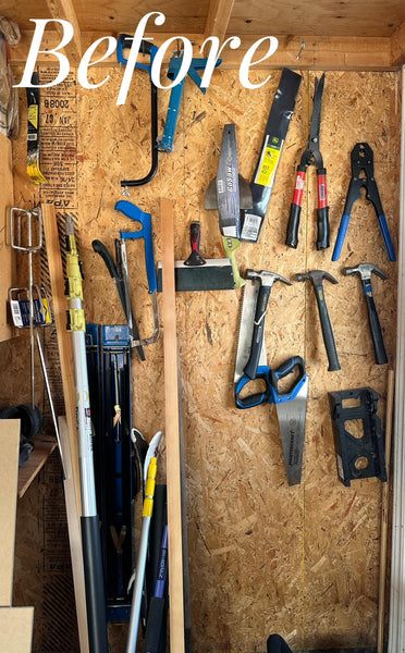 Disorganized hanging tools and poles
