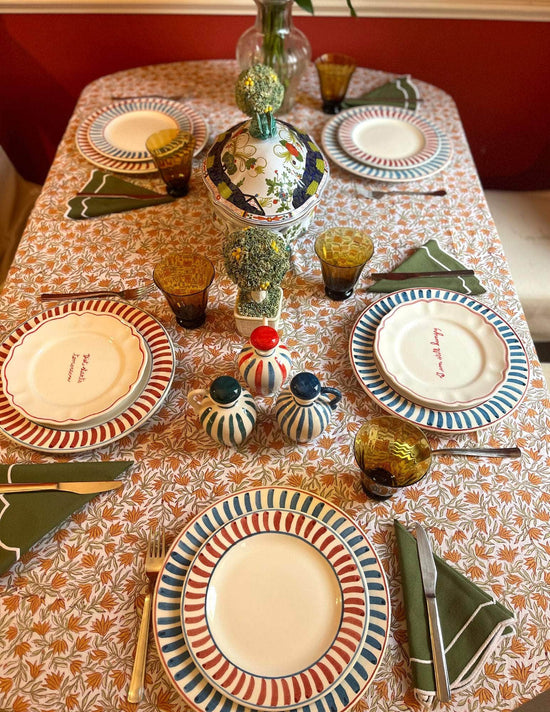 Set de 12 assiettes à manger rouges et bleues en céramique Sveva's Home