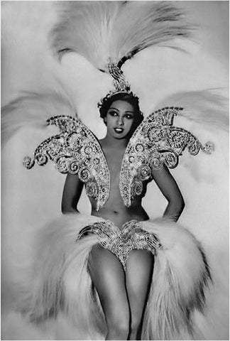 Vintage photograph of Josephine Baker in an elaborate burlesque costume