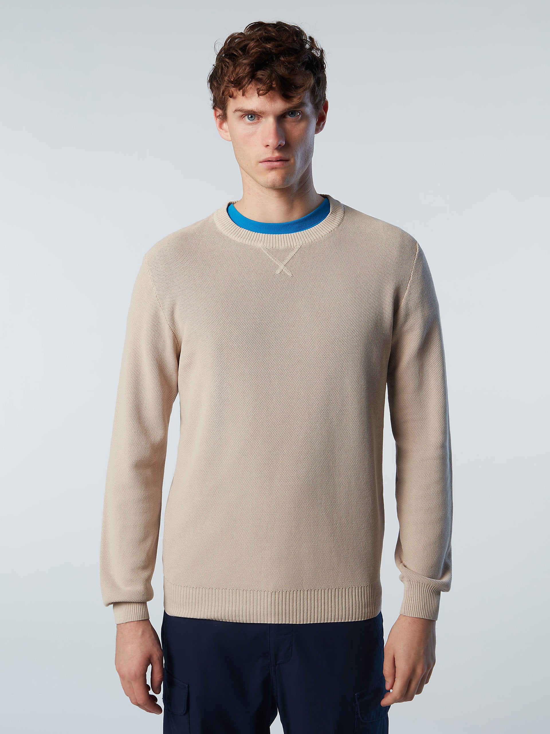 LOUIS VUITTON Men's Signature Crewneck Blue Sweater 100% Wool