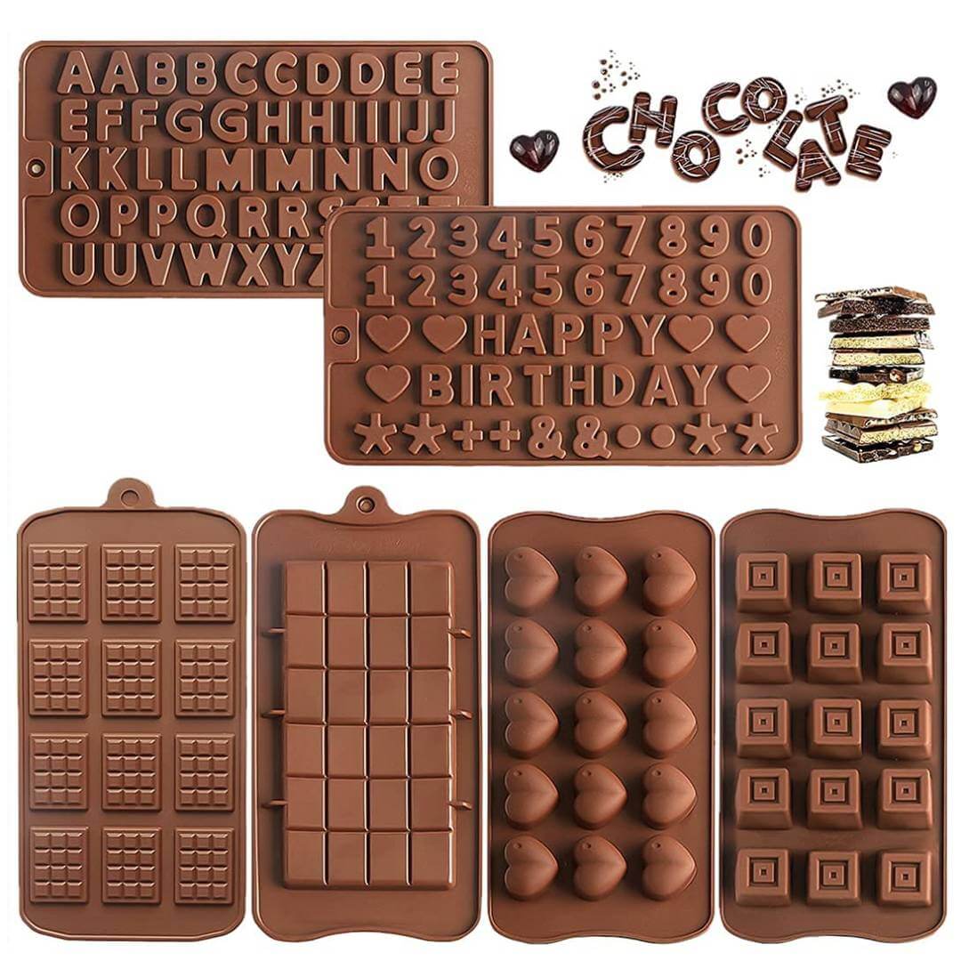 Silicone Chocolate Molds Heart ,Letter , Break Apart , Star Shape Candy  Molds with for Valentine Chocolate Gummy Hard & Soft Candies (Pack of 4), WHATSHOP.IN