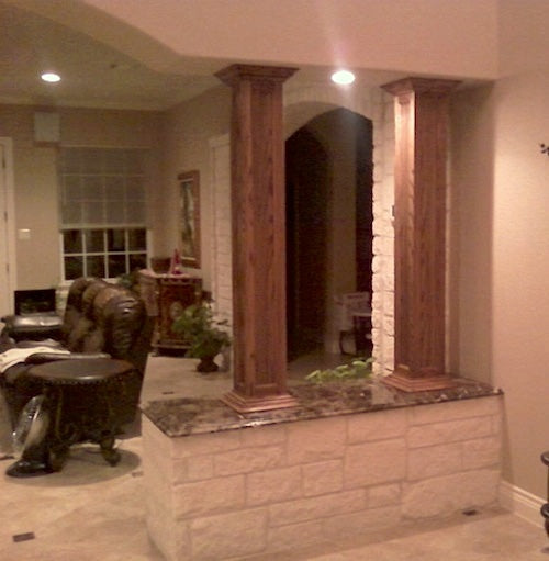 2 interior hardwood square columns