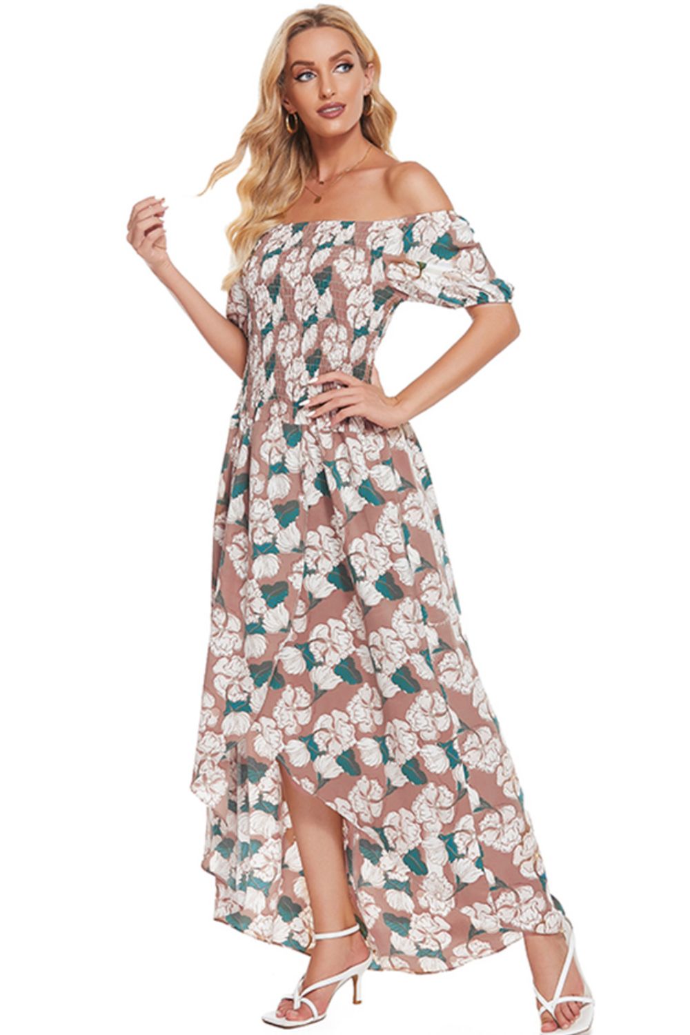 Floral Off-Shoulder Slit Maxi Dress – TheplanetshakersGlamGear