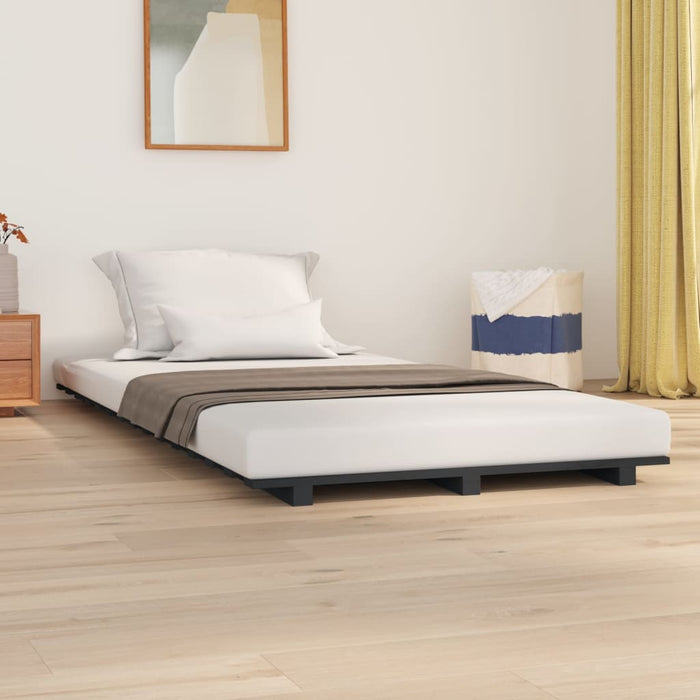 Bed Frame Grey 100x200 cm Solid Wood Pine |