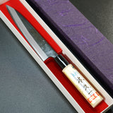 Motokyuichi Shirogami White #2 Kurouchi Petty Knife 150mm