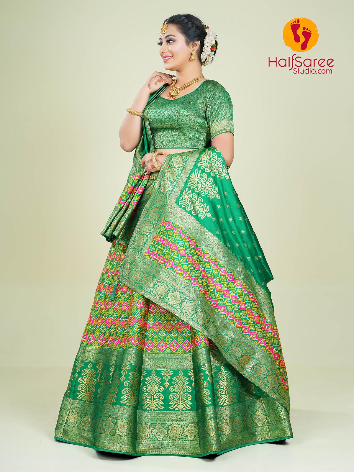 Half Saree with Net Blouse - Saree Blouse Patterns