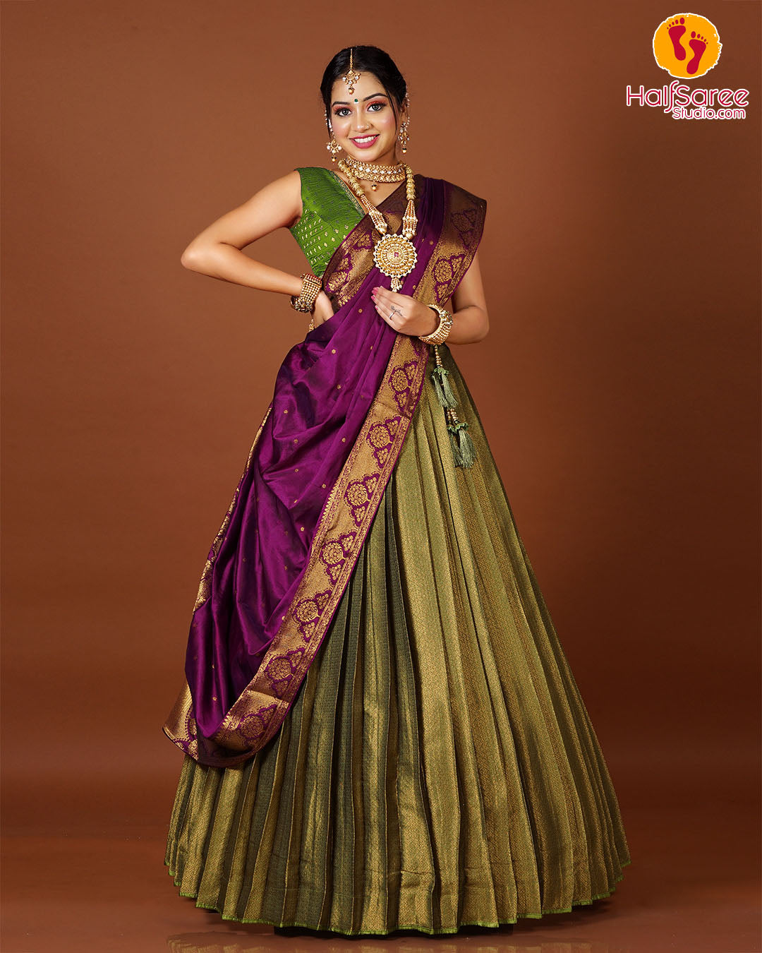 Pretty lilac lehenga with gold work and wine-coloured dupatta| WedMeGood|  #pastellehenga #constrastdupatta #bridal… | Indian outfits, Indian dresses,  Indian fashion