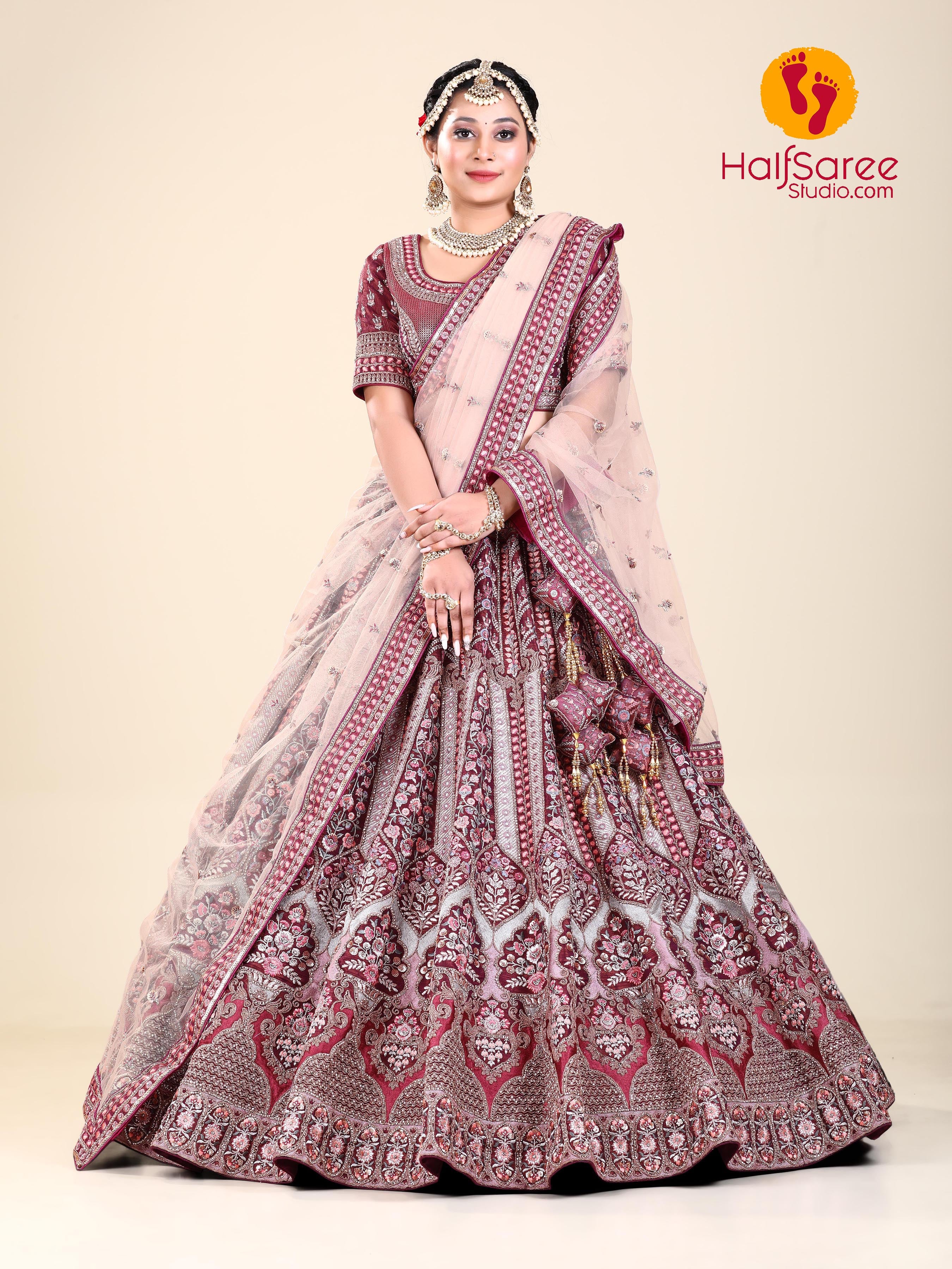 Deep Wine Traditional Embroidered Lehenga Choli