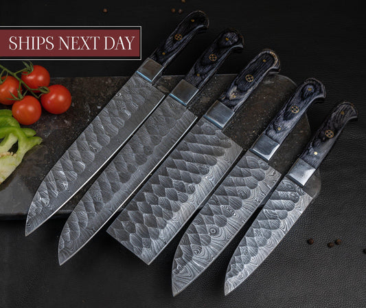 5 pcs Damascus Kitchen Cooking Knives – MORF STEEL