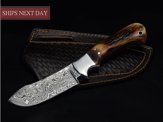 Stag Horn Damascus Knife - Morf Steel – MORF STEEL