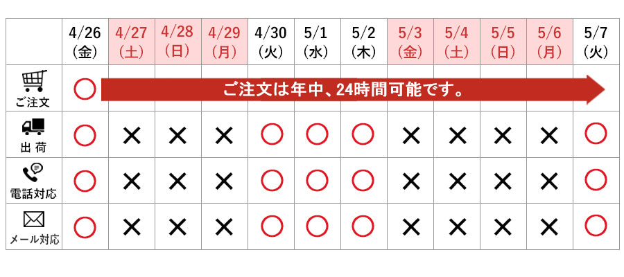 営業体制カレンダー