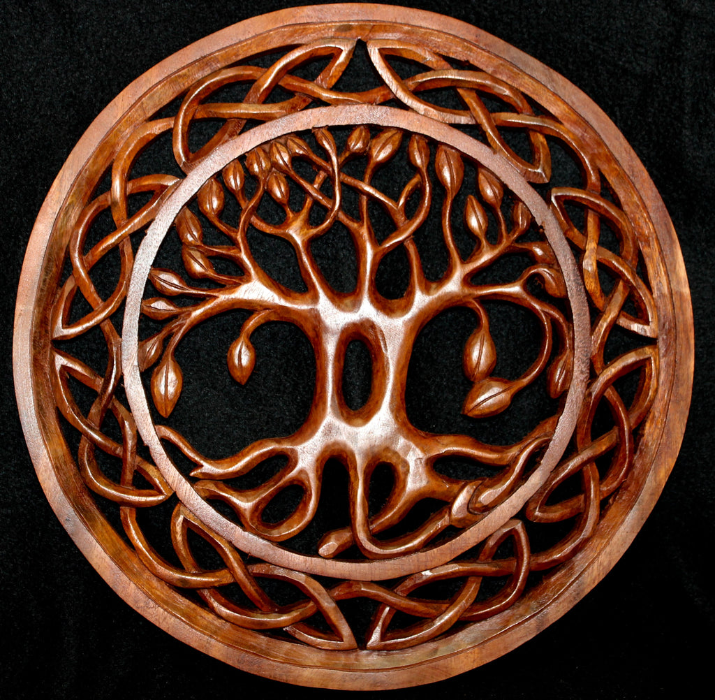 Celtic Knot Tree of Life Hand Carved Wood Wall Art Panel – Acadia World ...