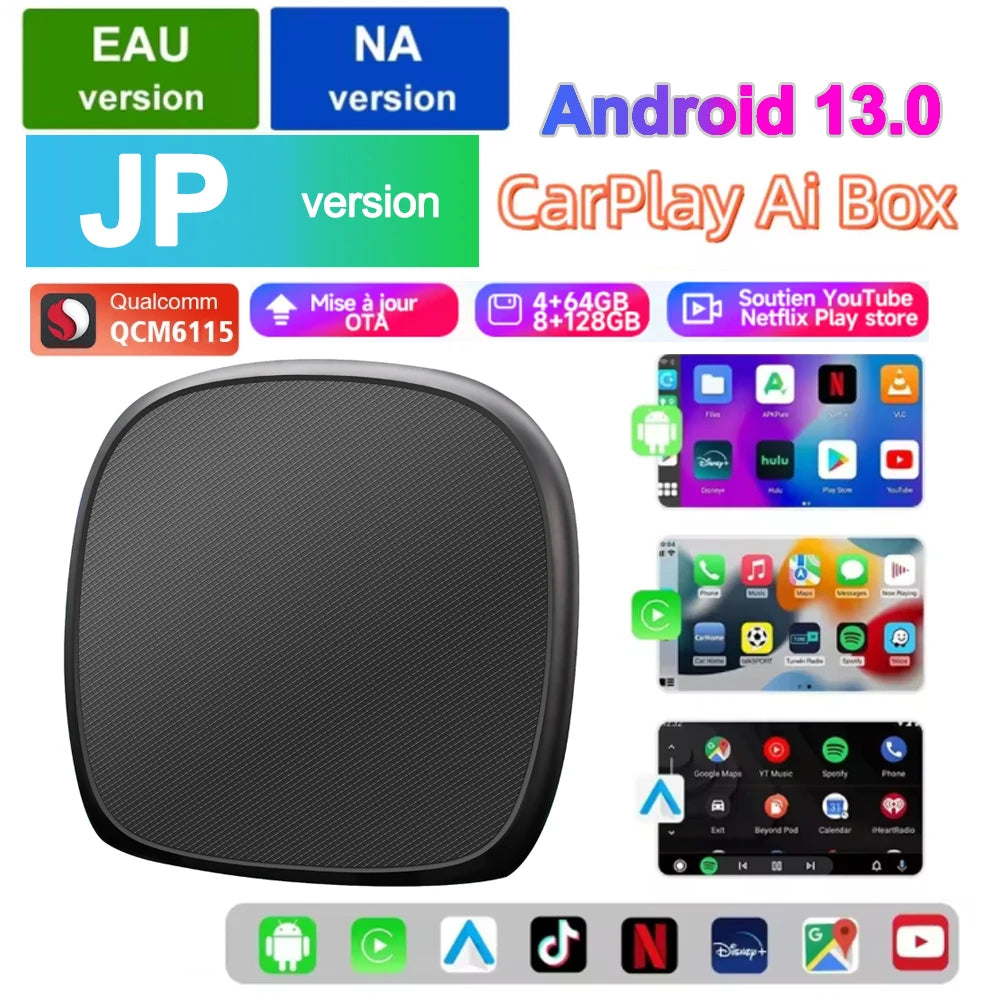 Android 13.0 Carplay Ai Box Wireless Android Auto & Carplay QCM6115 Support Youtube  Android Auto 4G LTE For Netflix