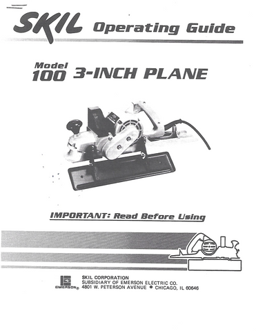 Skil100 power planer manual