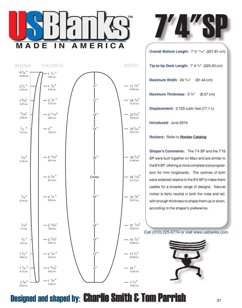 US Blanks 74SP Surfboard Blank - How to build a surfboard shape